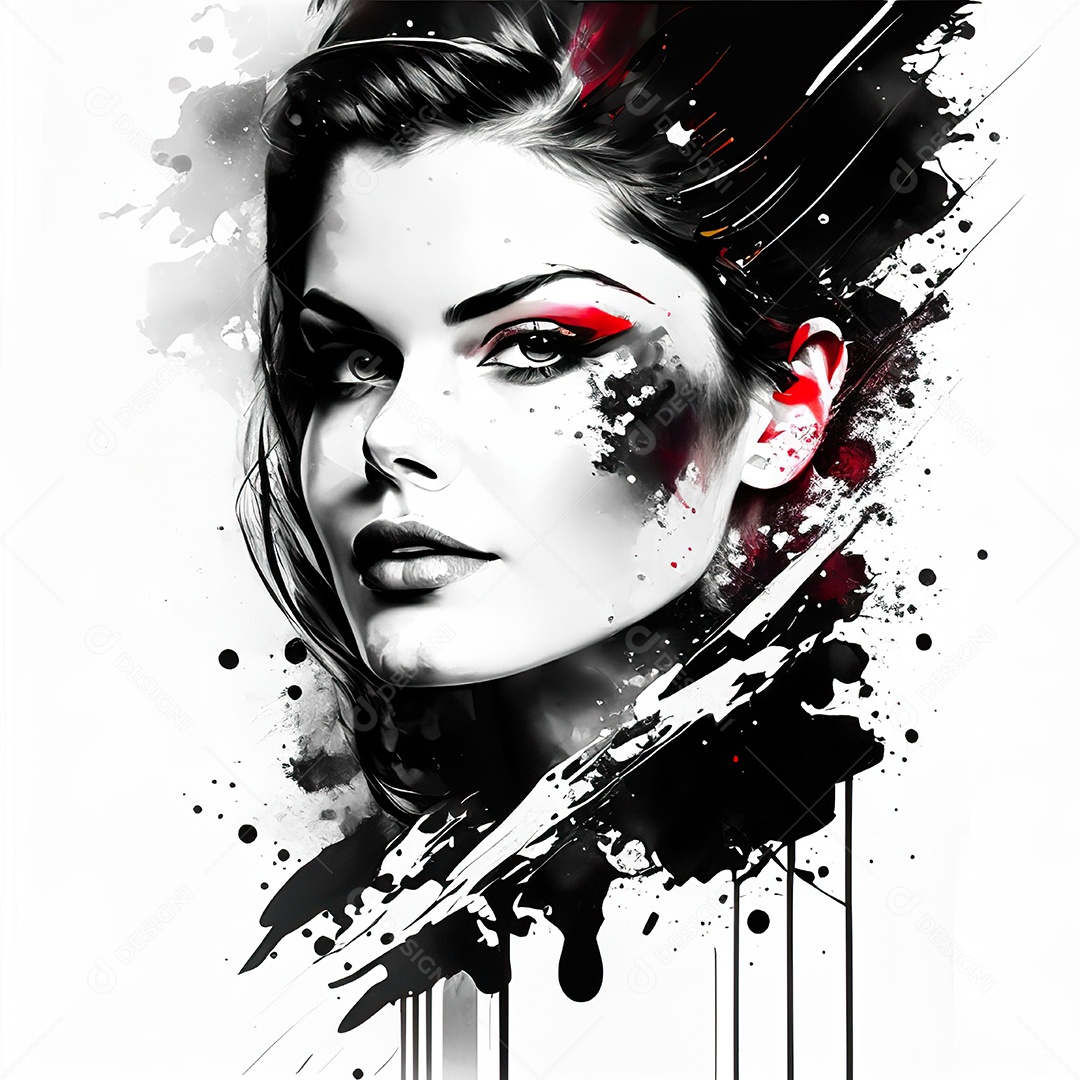 Mulher pintar retrato branco tinta splay