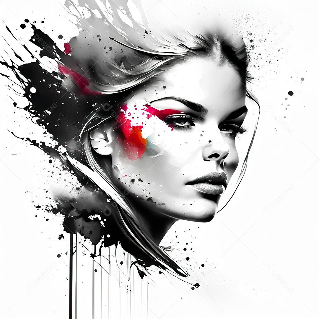 Mulher pintar retrato branco tinta splay