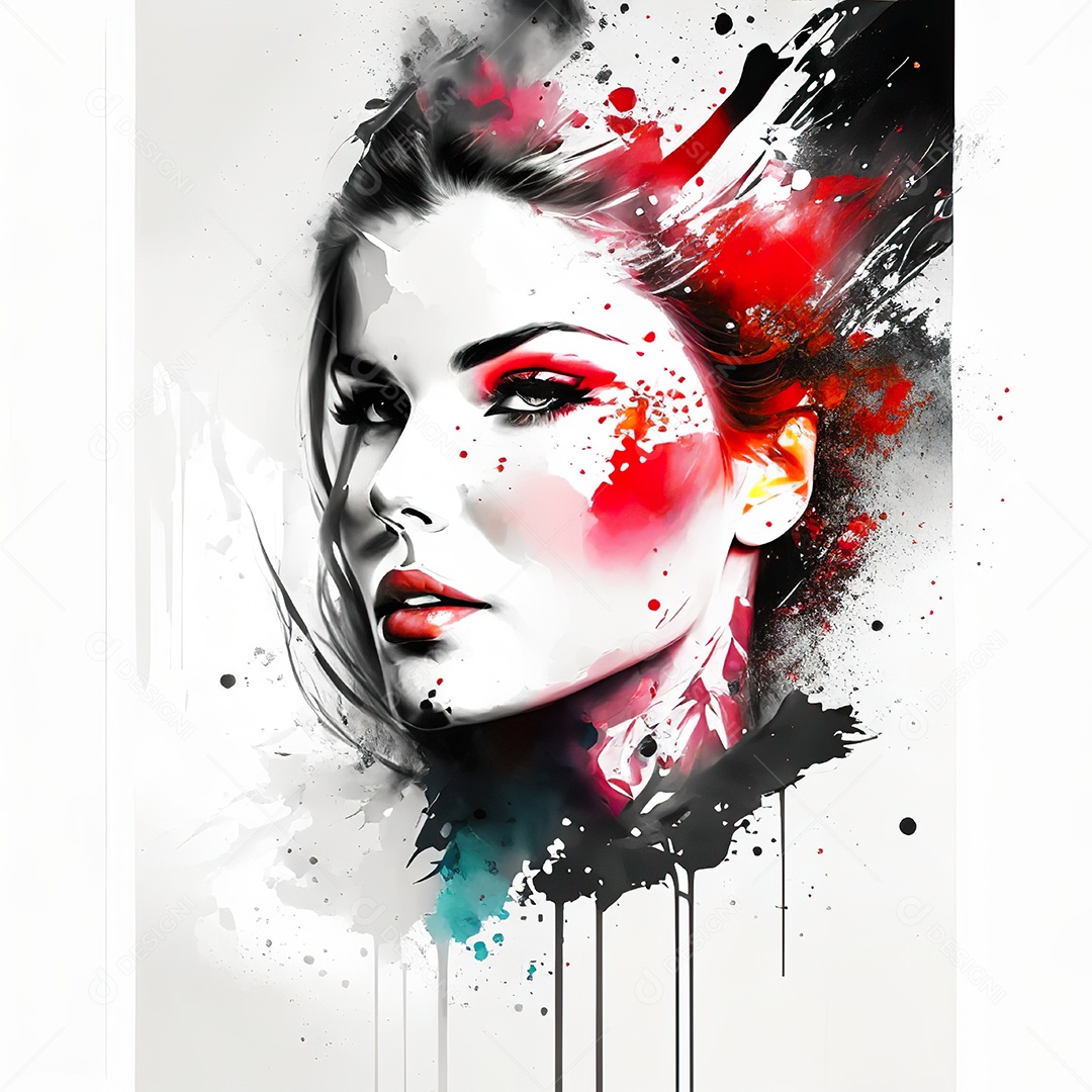 Mulher pintar retrato branco tinta splay