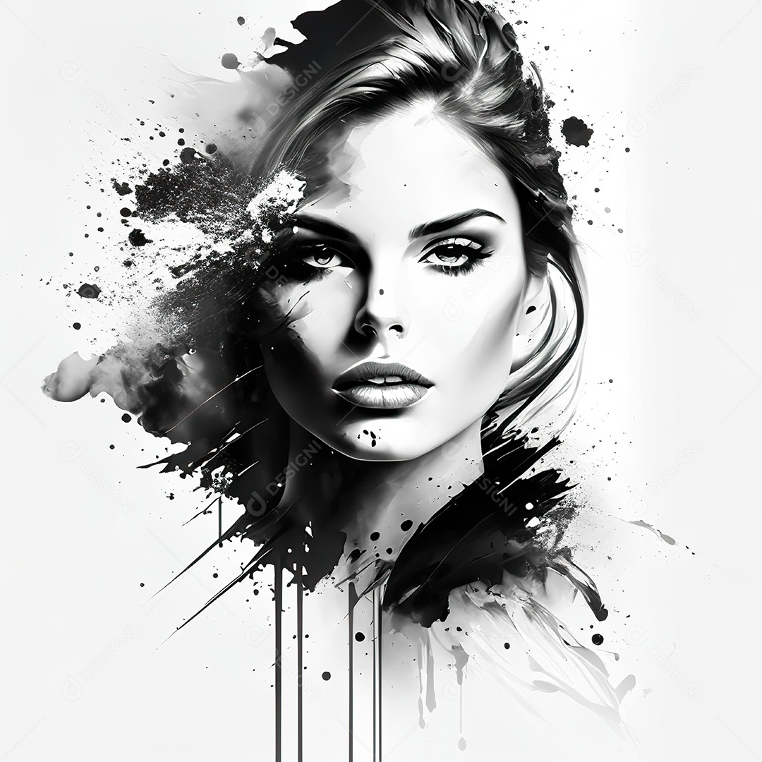 Mulher pintar retrato branco tinta splay