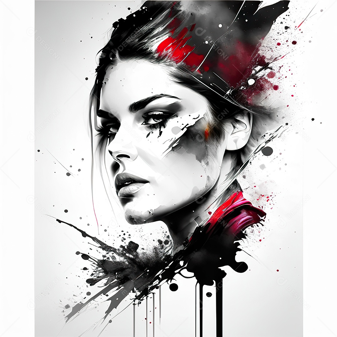 Mulher pintar retrato branco tinta splay