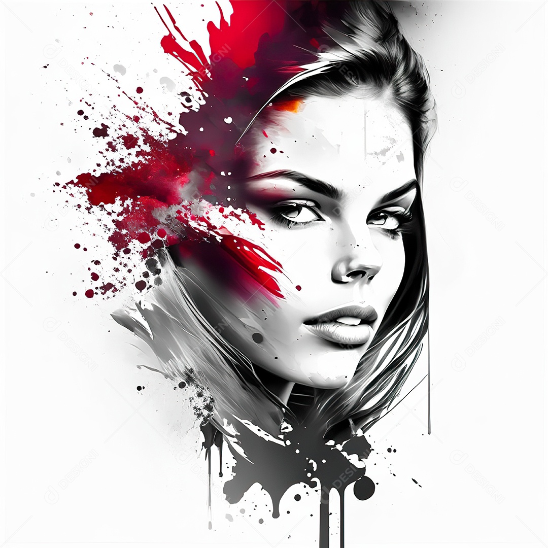 Mulher pintar retrato branco tinta splay