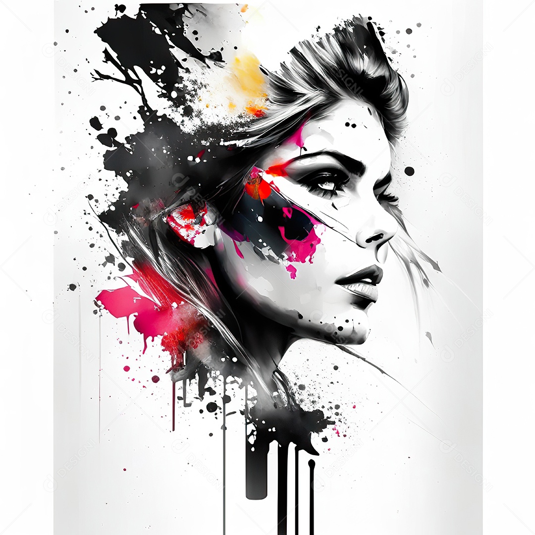 Mulher pintar retrato branco tinta splay