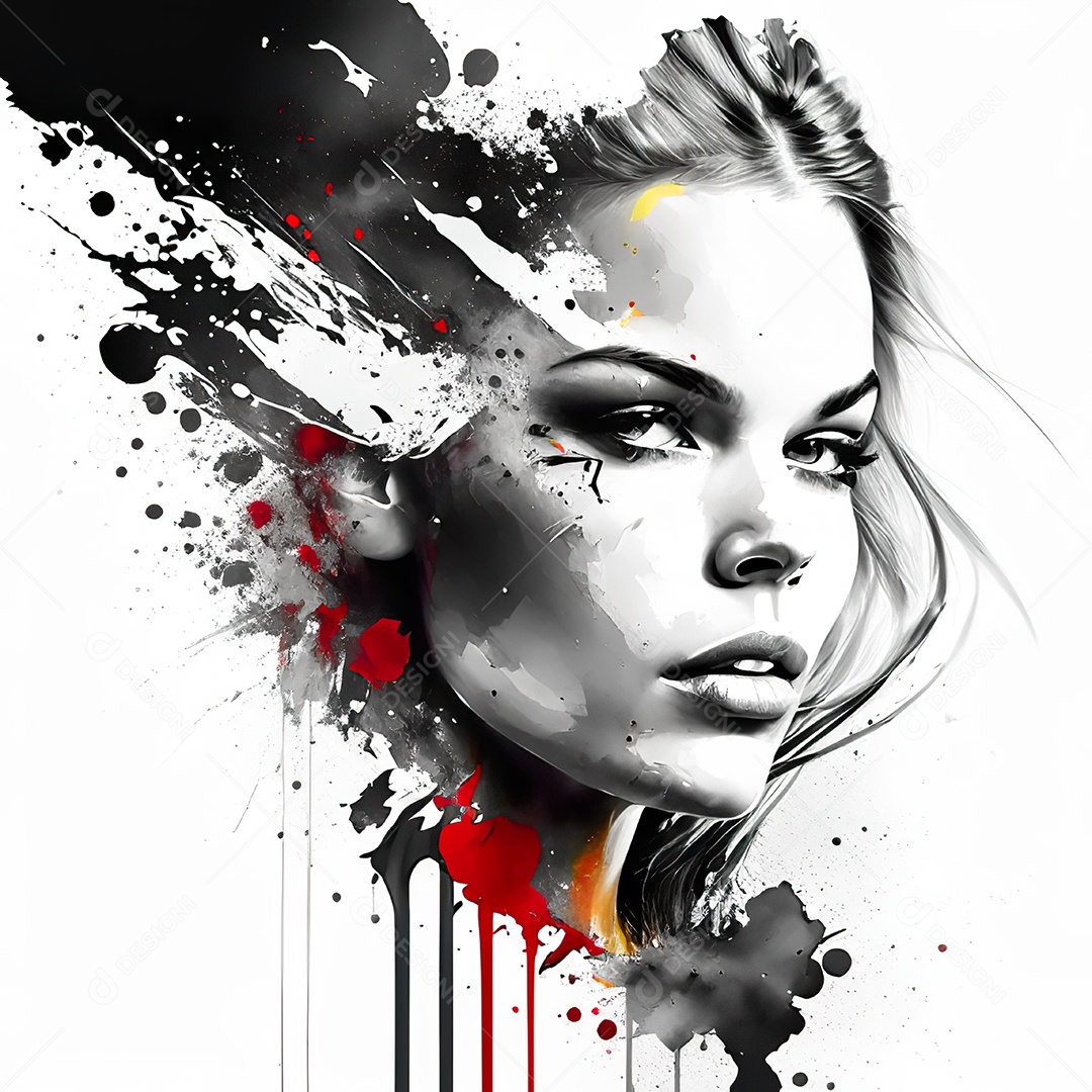 Mulher pintar retrato branco tinta splay