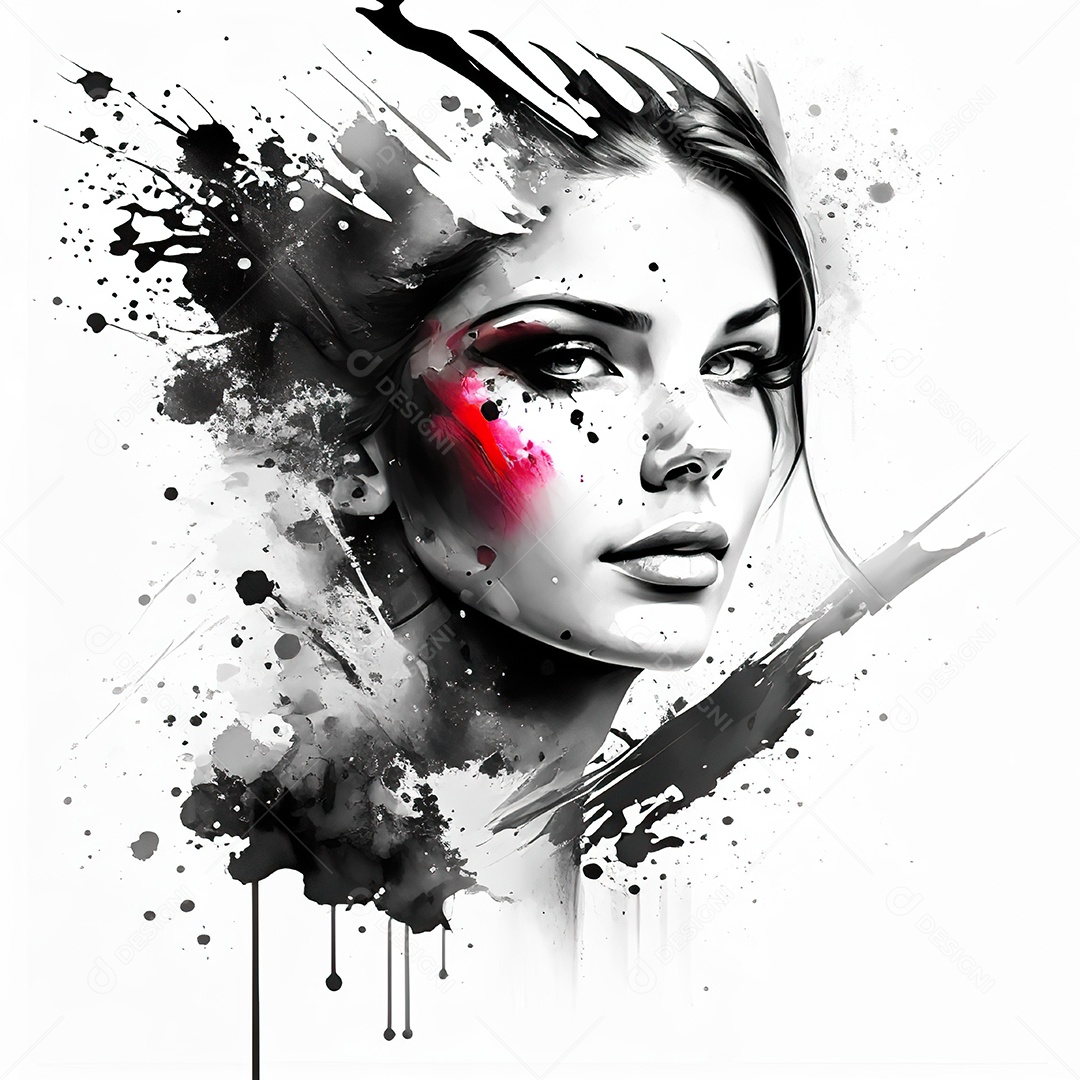 Mulher pintar retrato branco tinta splay