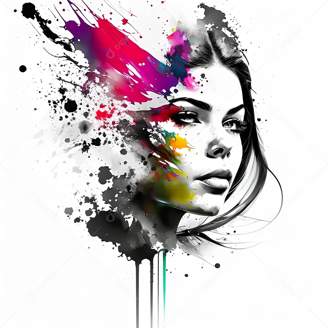 Mulher pintar retrato branco tinta splay