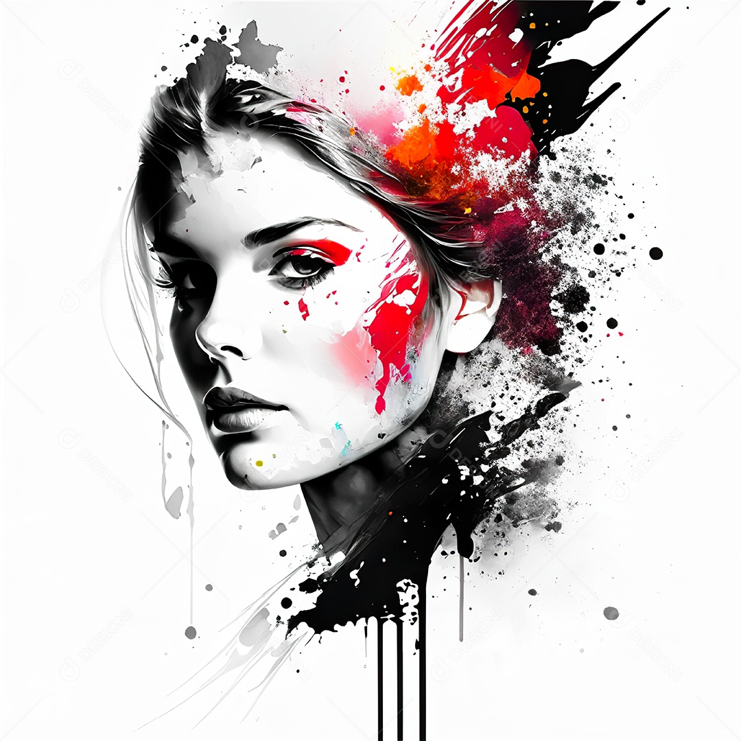 Mulher pintar retrato branco tinta splay