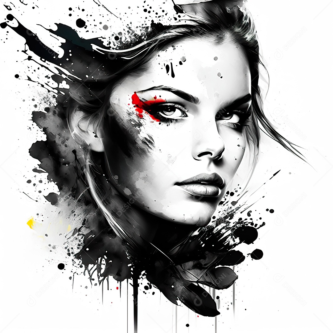 Mulher pintar retrato branco tinta splay