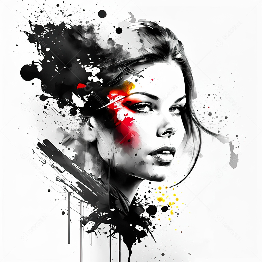 Mulher pintar retrato branco tinta splay