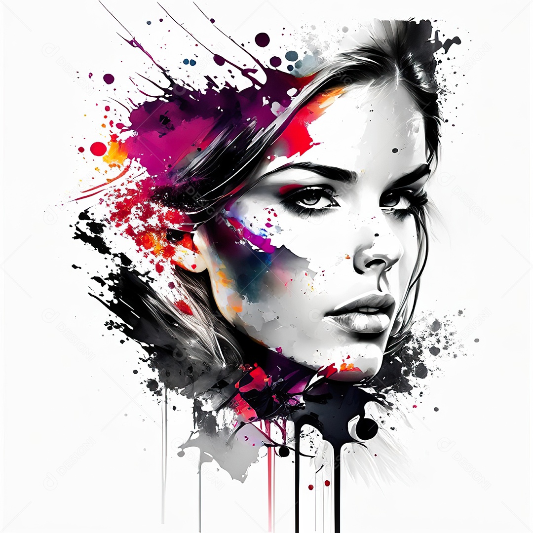 Mulher pintar retrato branco tinta splay