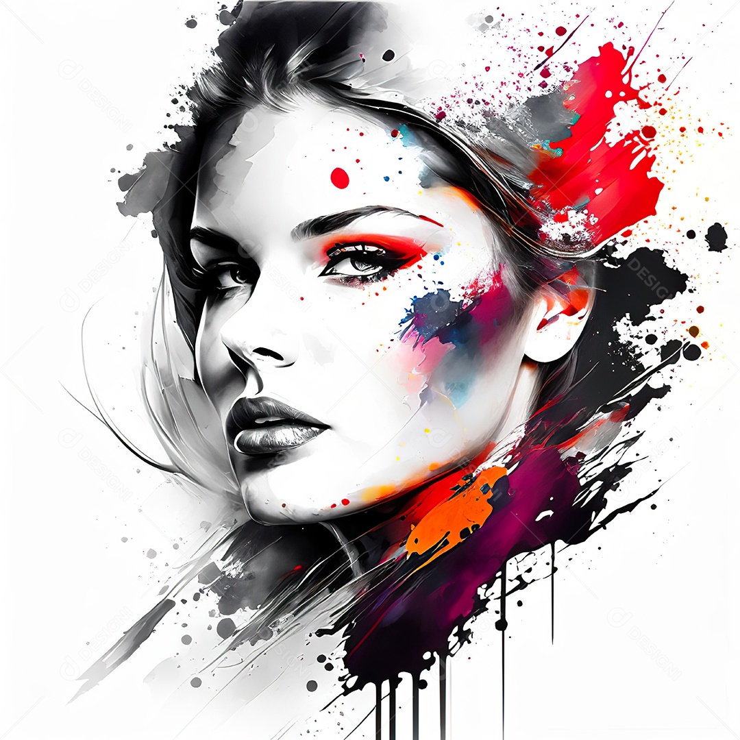 Mulher pintar retrato branco tinta splay