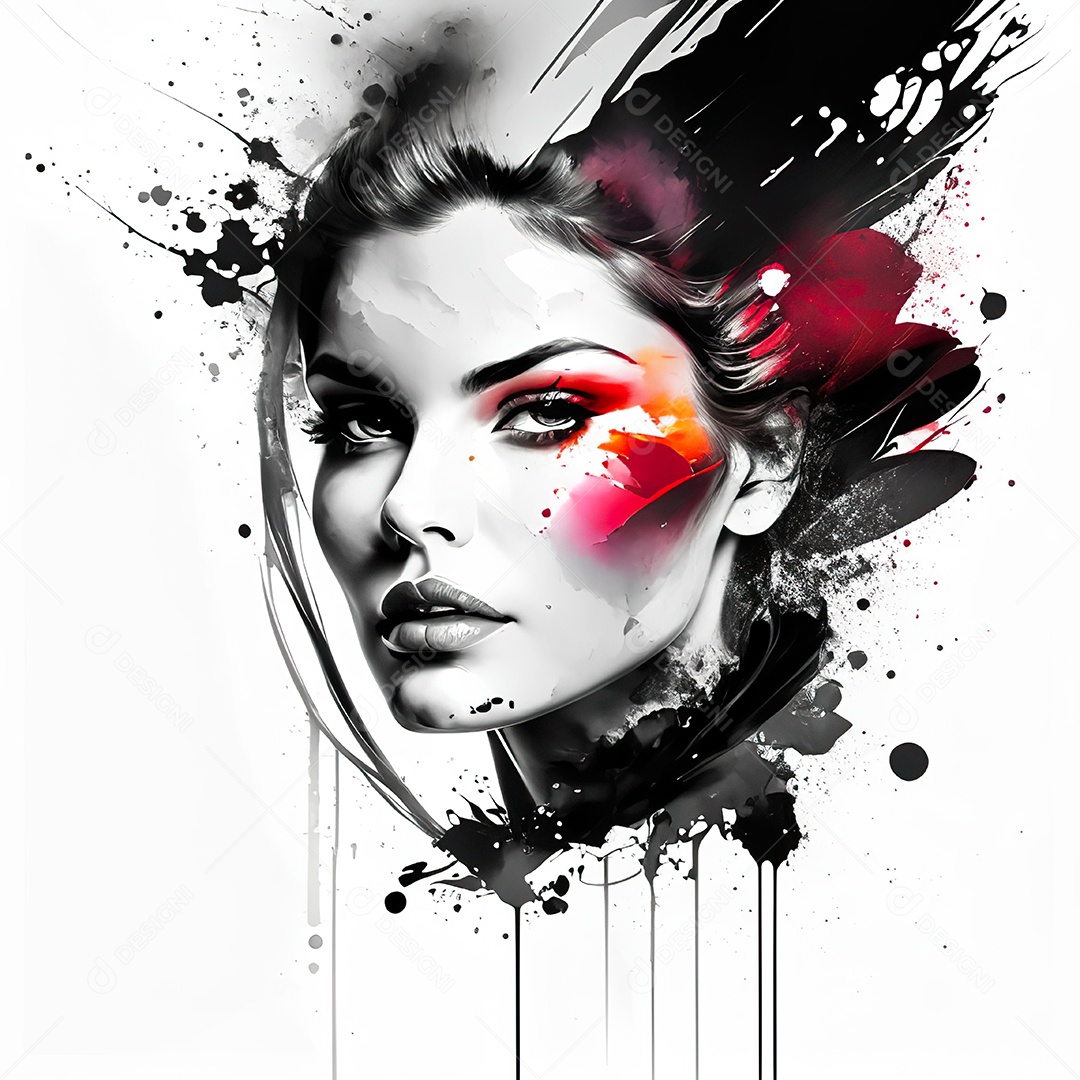 Mulher pintar retrato branco tinta splay