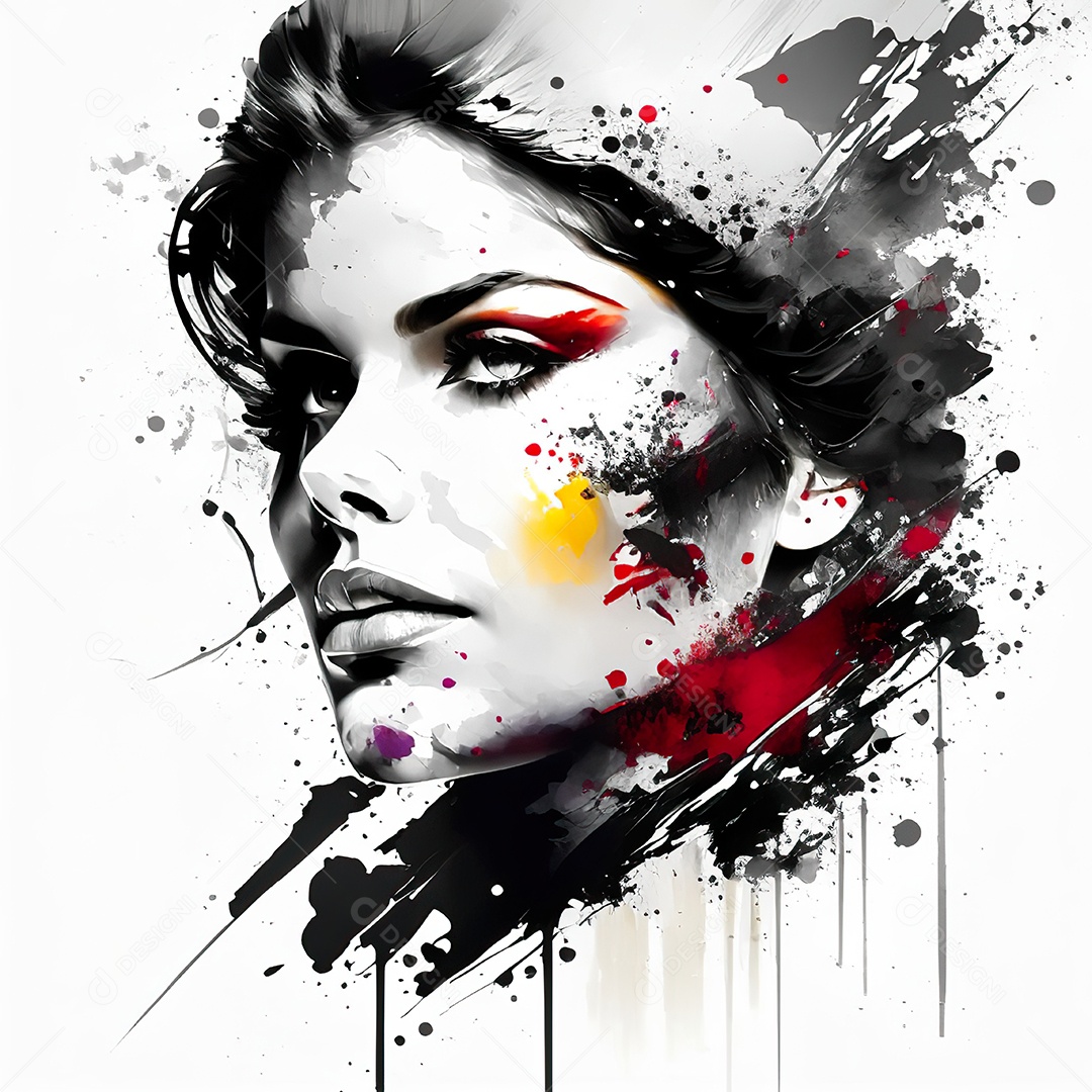 Mulher pintar retrato branco tinta splay