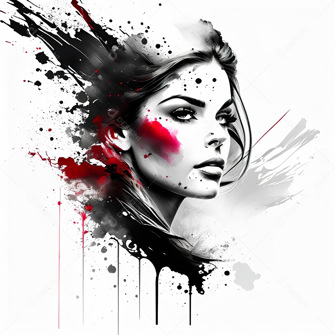 Mulher pintar retrato branco tinta splay