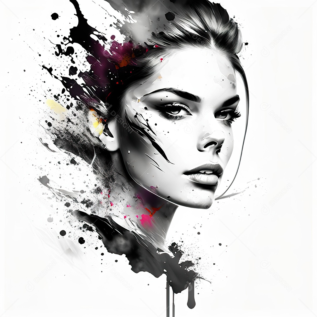 Mulher pintar retrato branco tinta splay