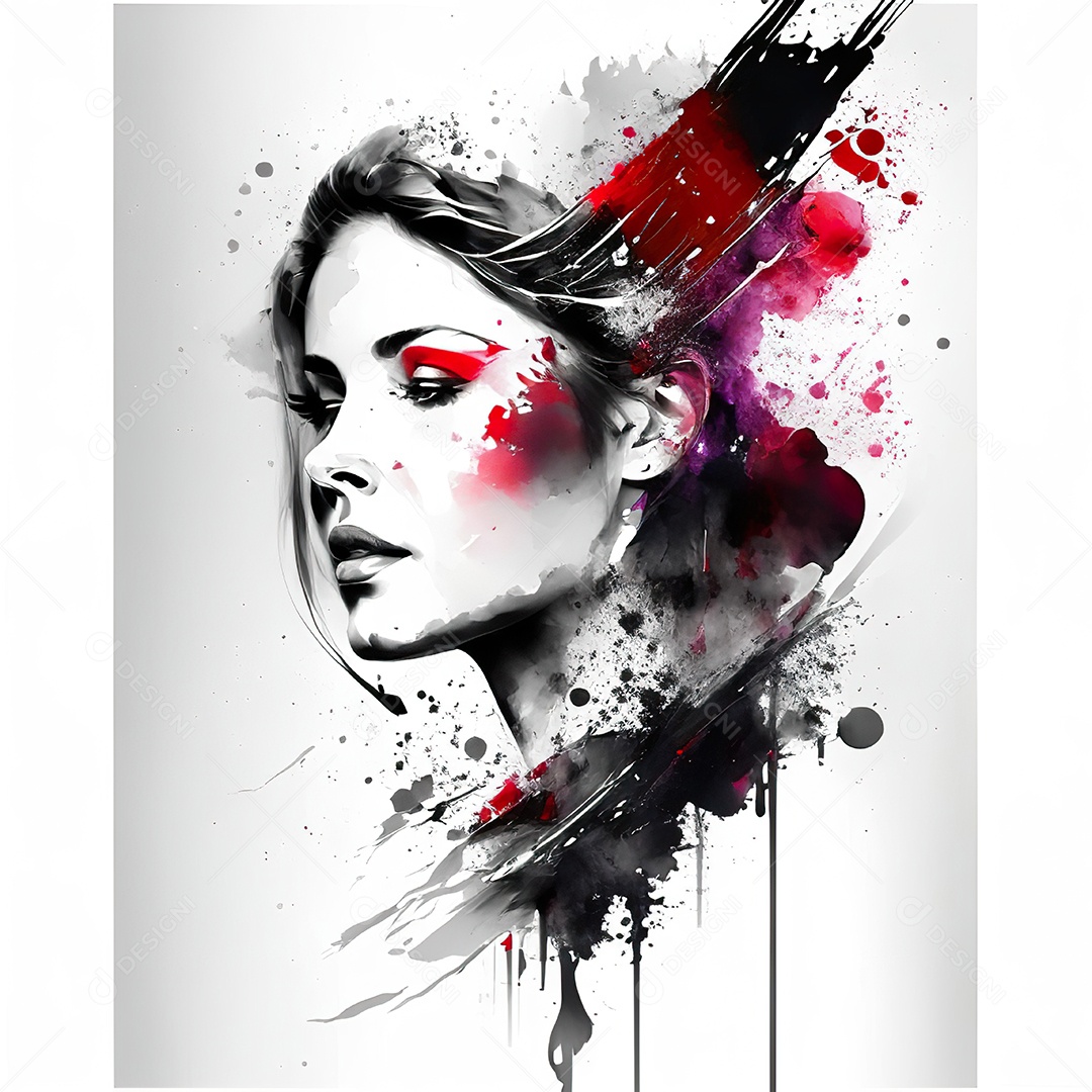 Mulher pintar retrato branco tinta splay
