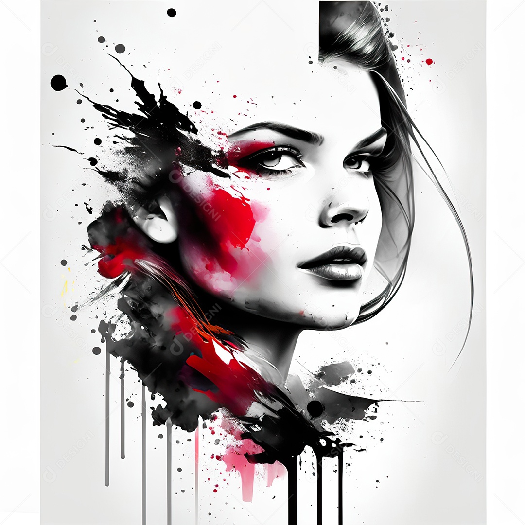 Mulher pintar retrato branco tinta splay