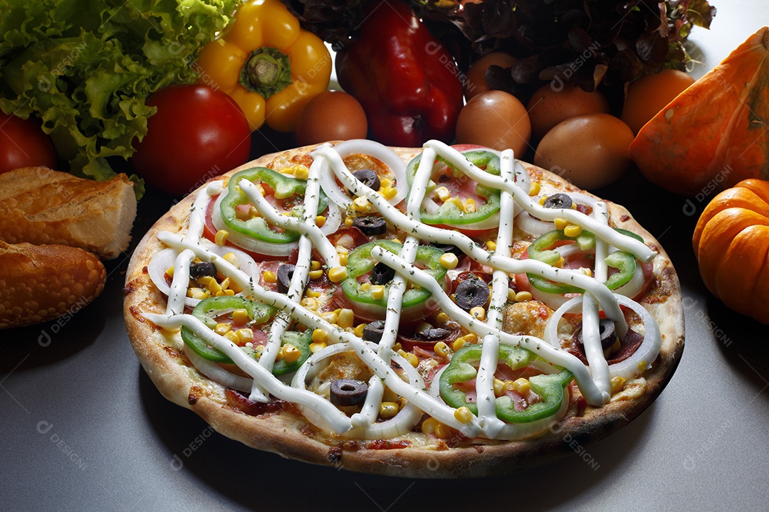 Pizza vegetariana com catupiry