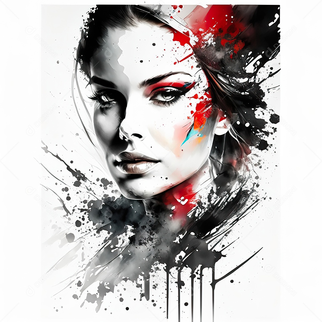 Mulher pintar retrato branco tinta splay