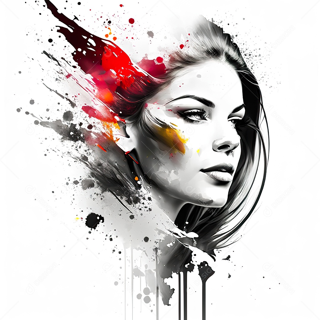 Mulher pintar retrato branco tinta splay