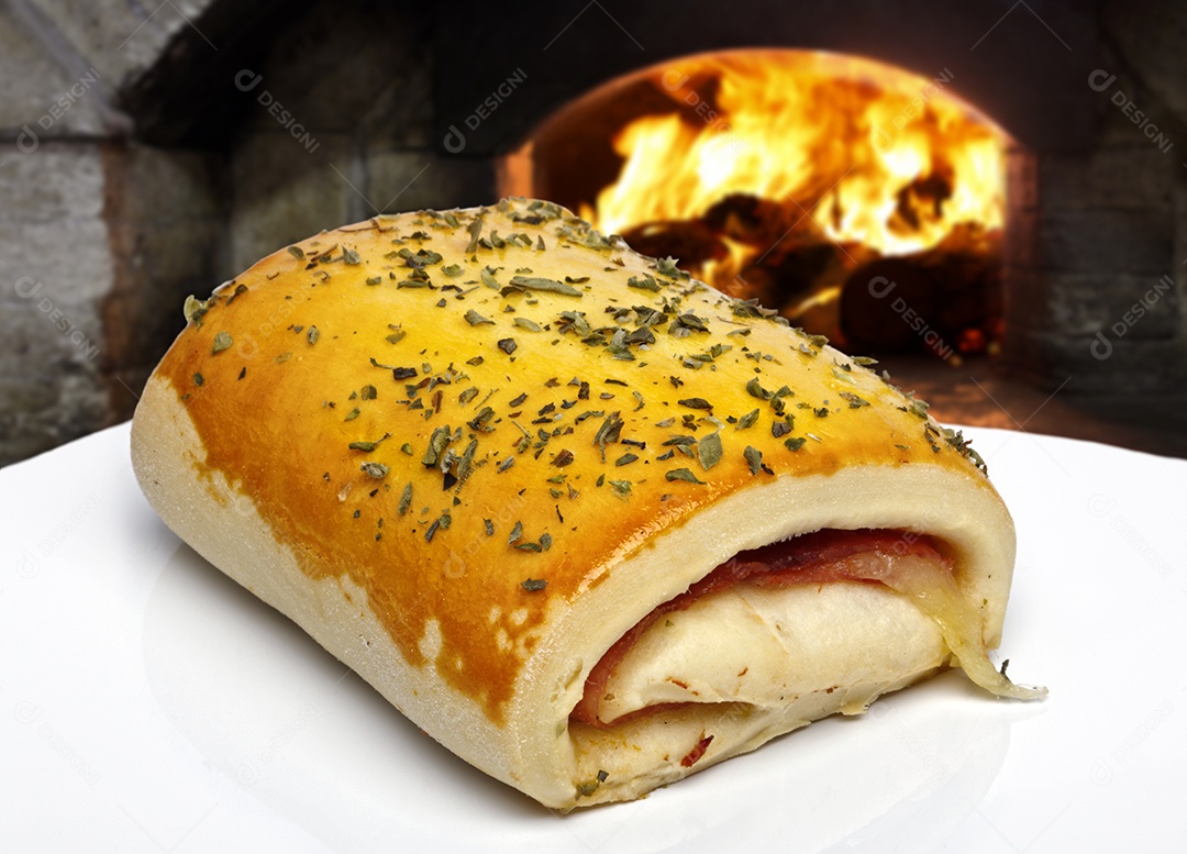 Pão recheado assado