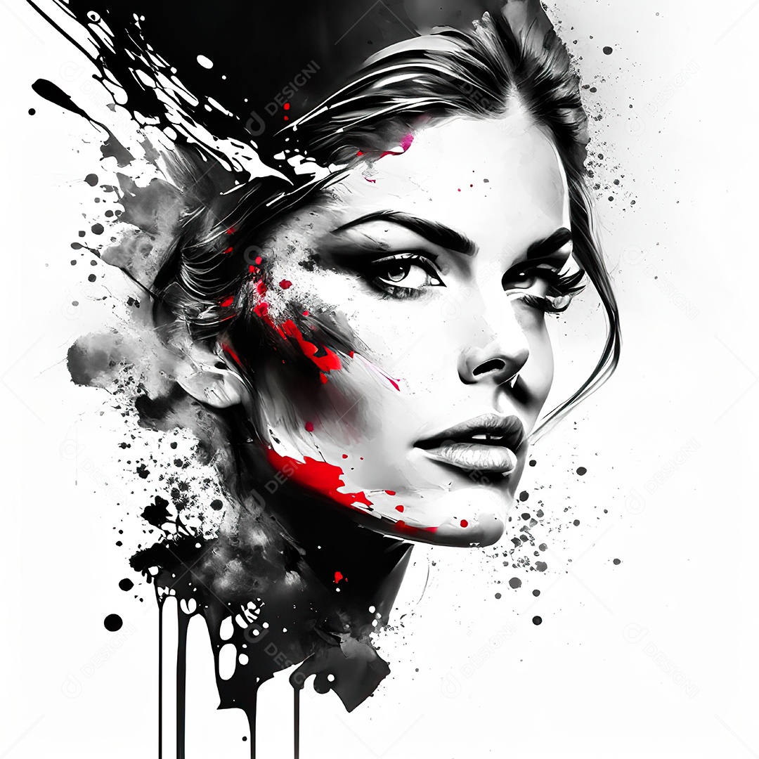 Mulher pintar retrato branco tinta splay