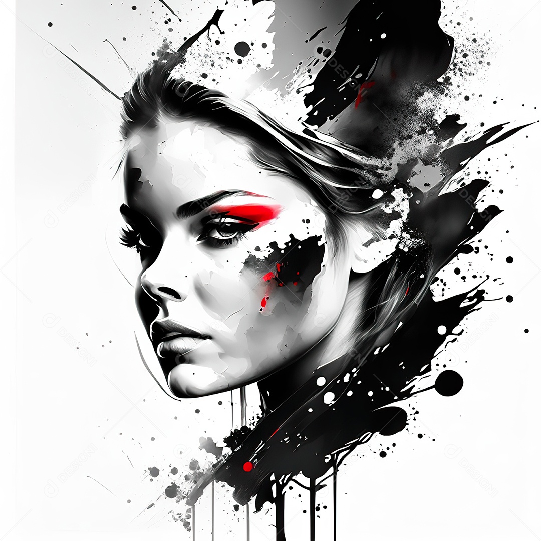 Mulher pintar retrato branco tinta splay