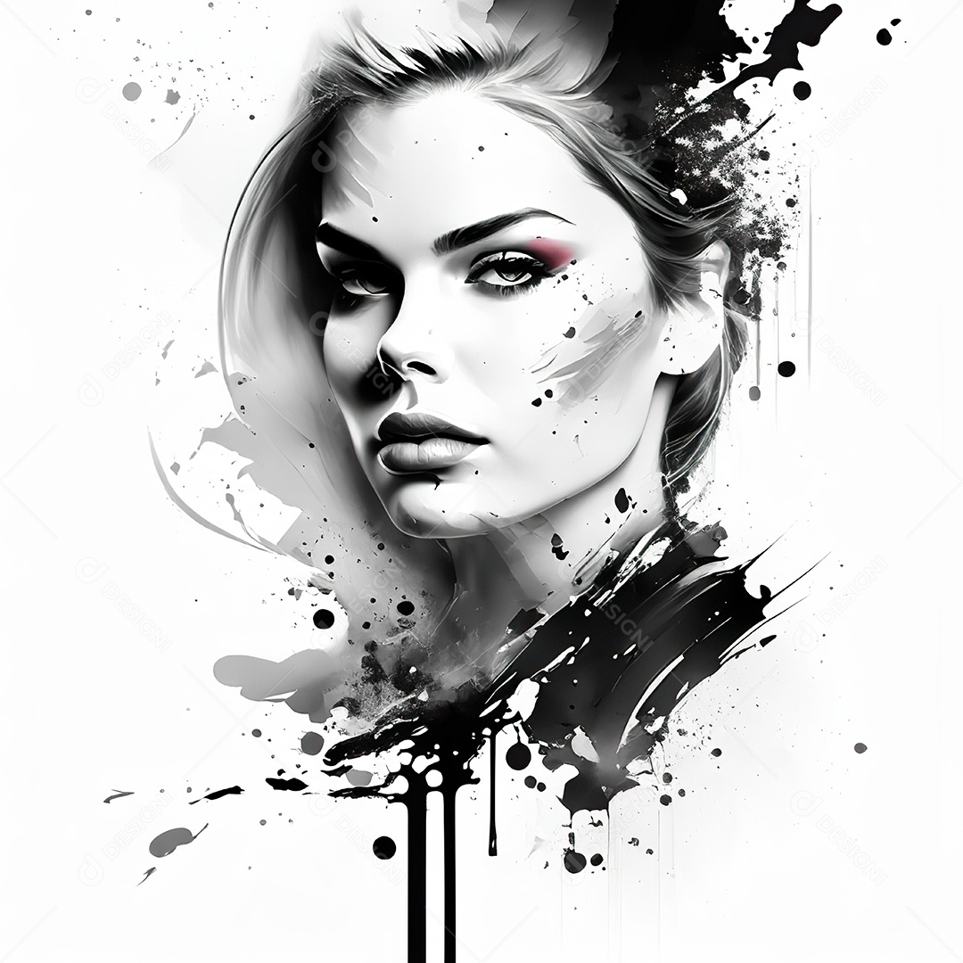 Mulher pintar retrato branco tinta splay