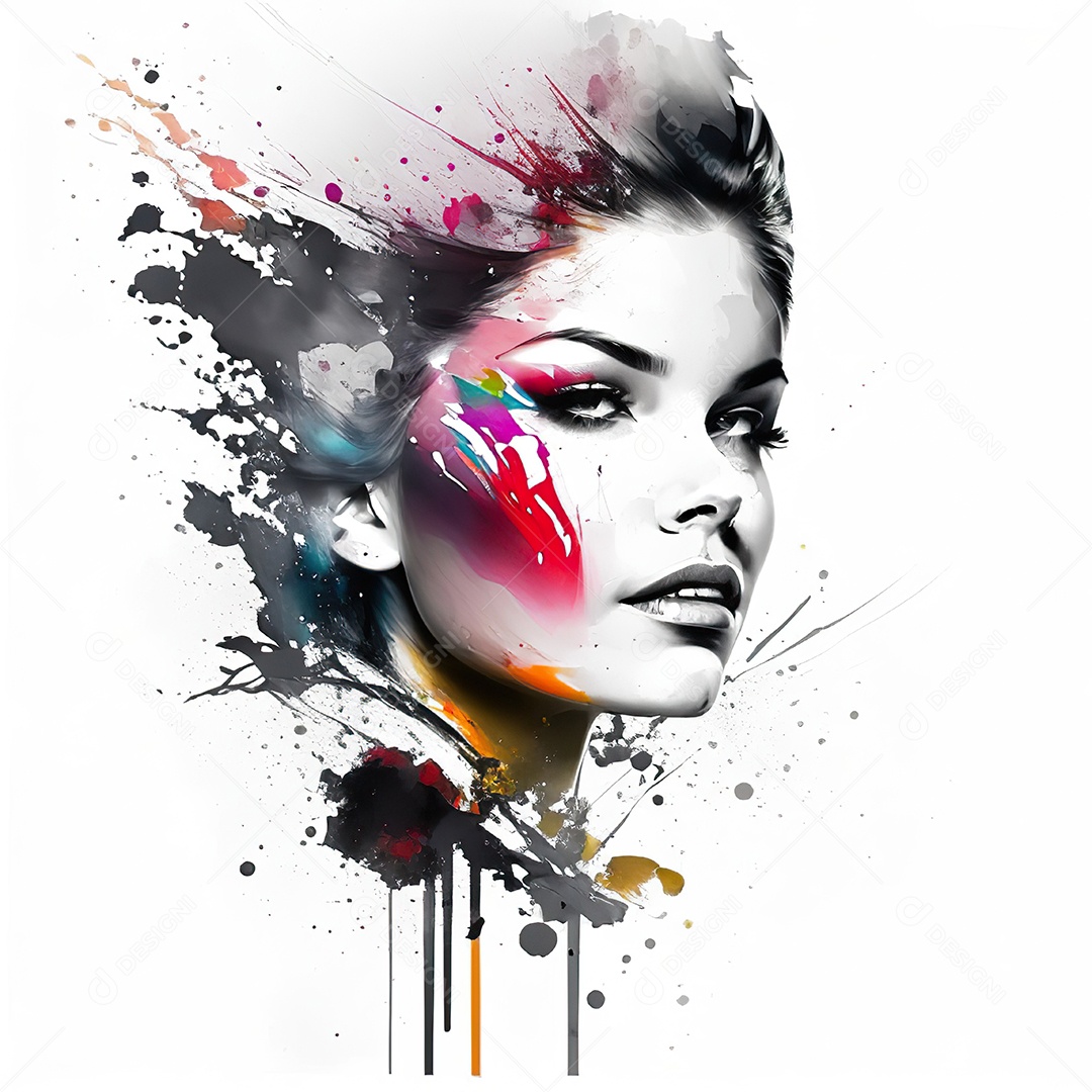 Mulher pintar retrato branco tinta splay