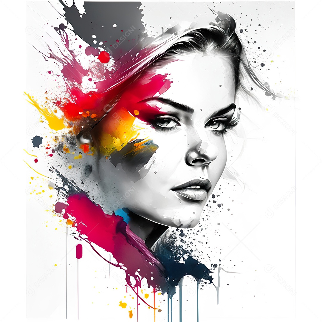 Mulher pintar retrato branco tinta splay
