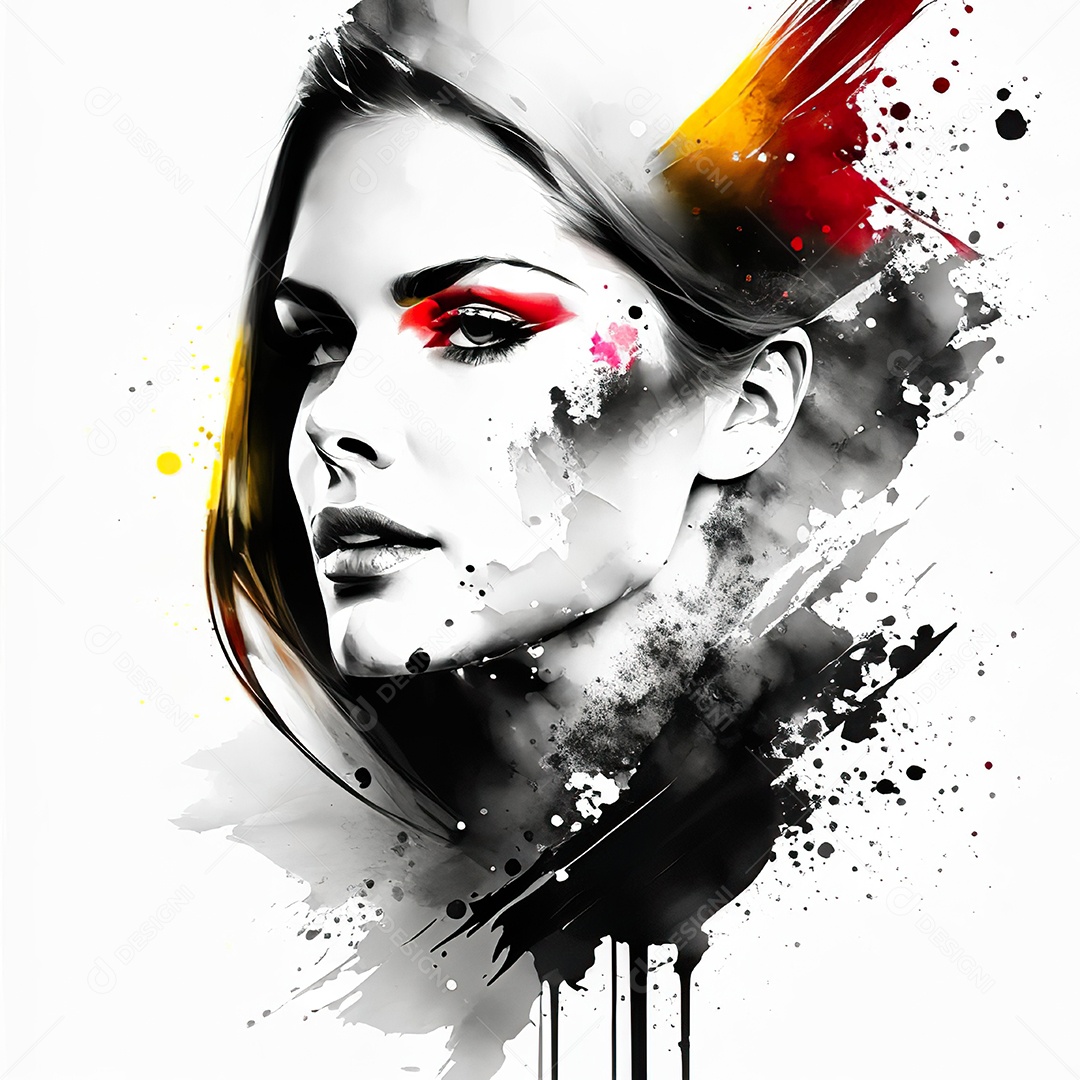 Mulher pintar retrato branco tinta splay