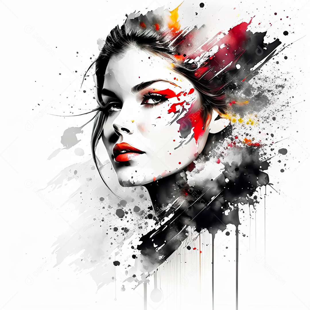 Mulher pintar retrato branco tinta splay