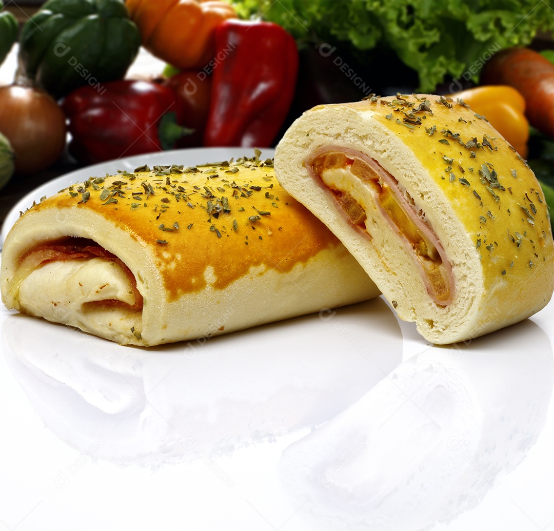 Salgado joelho presunto e queijo