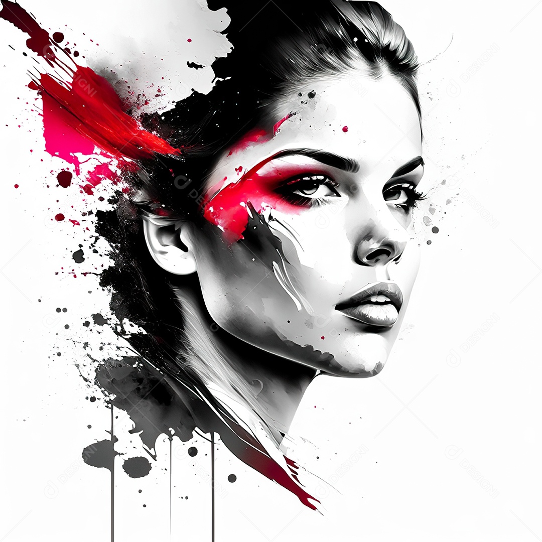 Mulher pintar retrato branco tinta splay