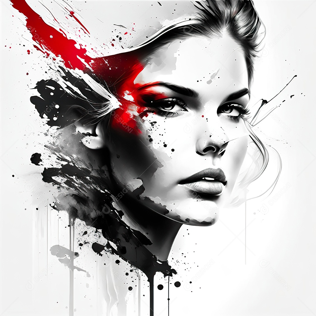 Mulher pintar retrato branco tinta splay