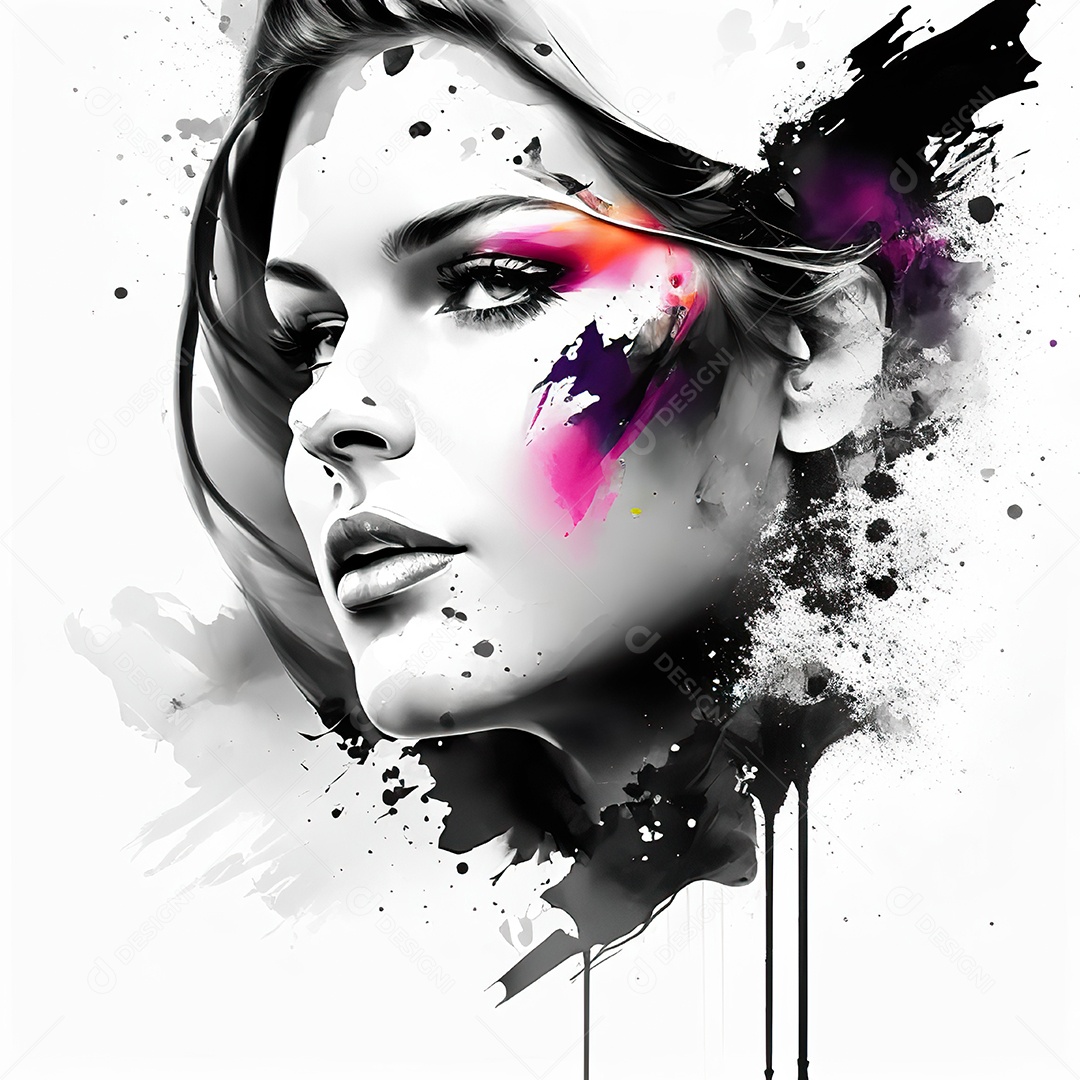 Mulher pintar retrato branco tinta splay