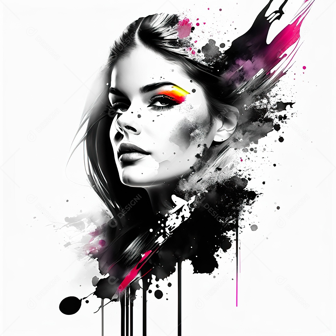 Mulher pintar retrato branco tinta splay