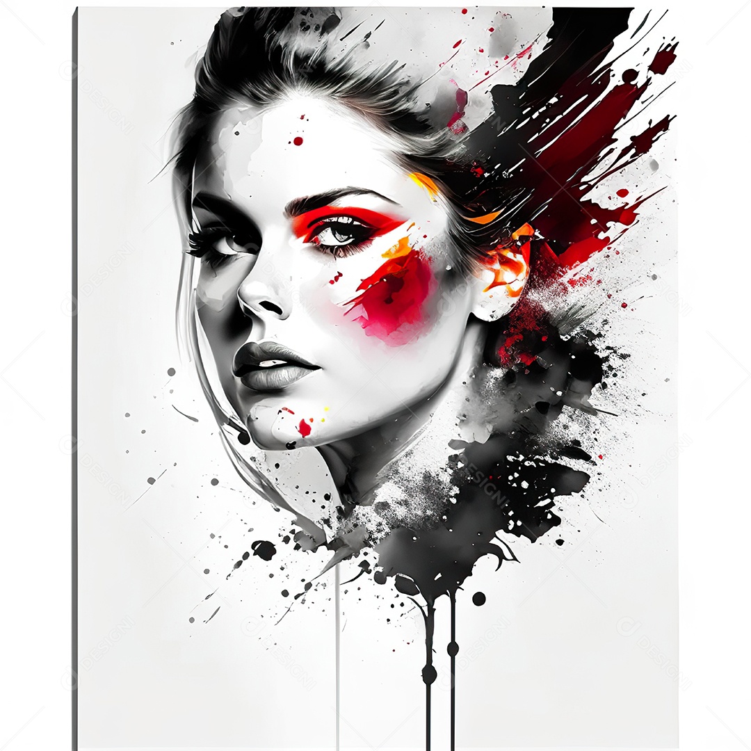 Mulher pintar retrato branco tinta splay