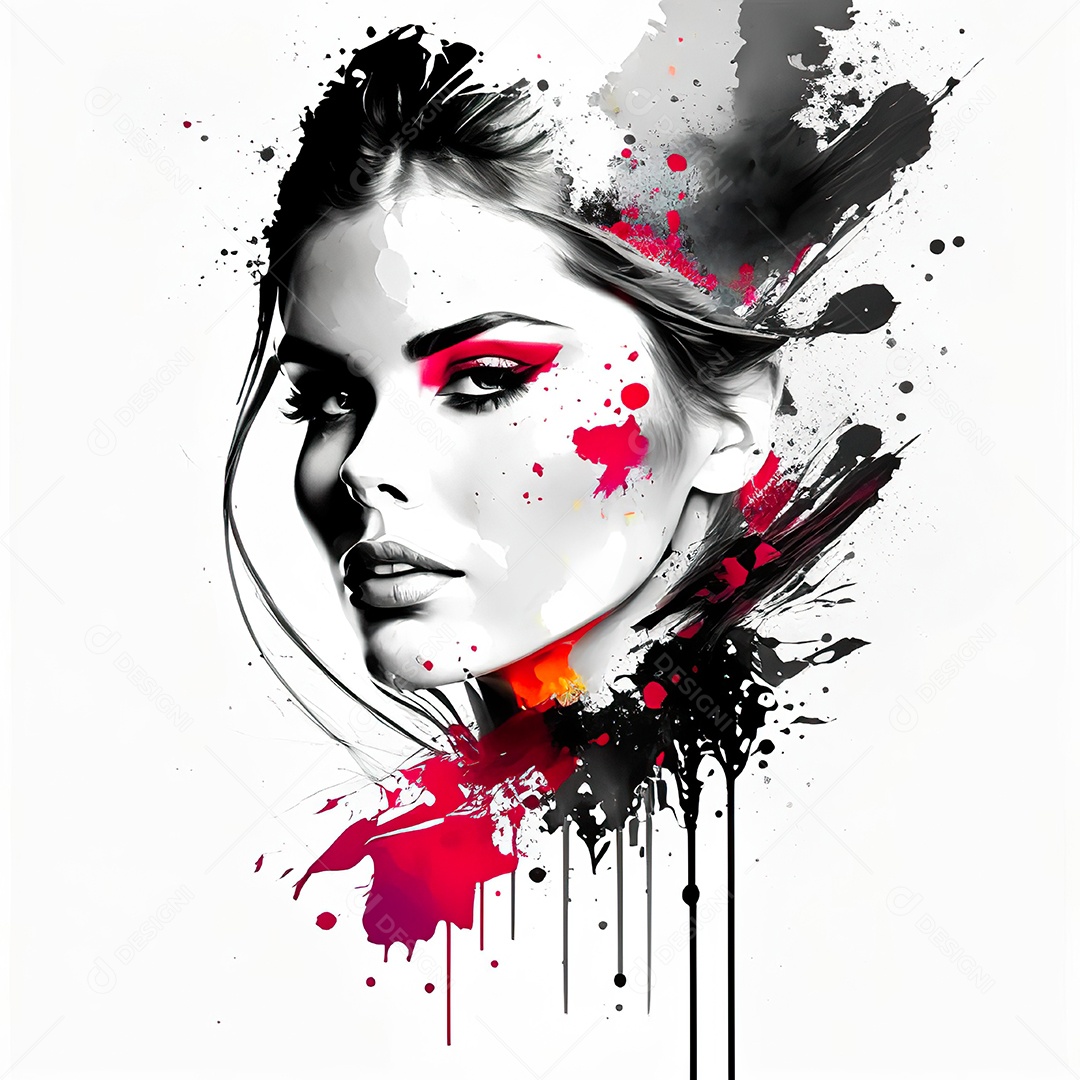 Mulher pintar retrato branco tinta splay