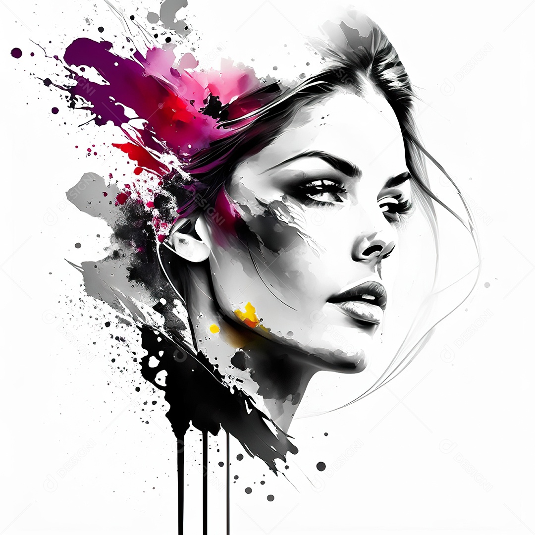 Mulher pintar retrato branco tinta splay