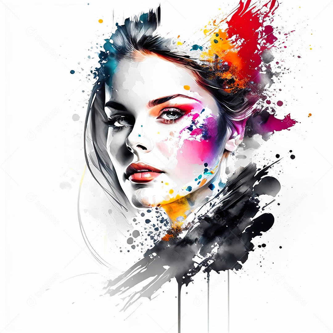 Mulher pintar retrato branco tinta splay