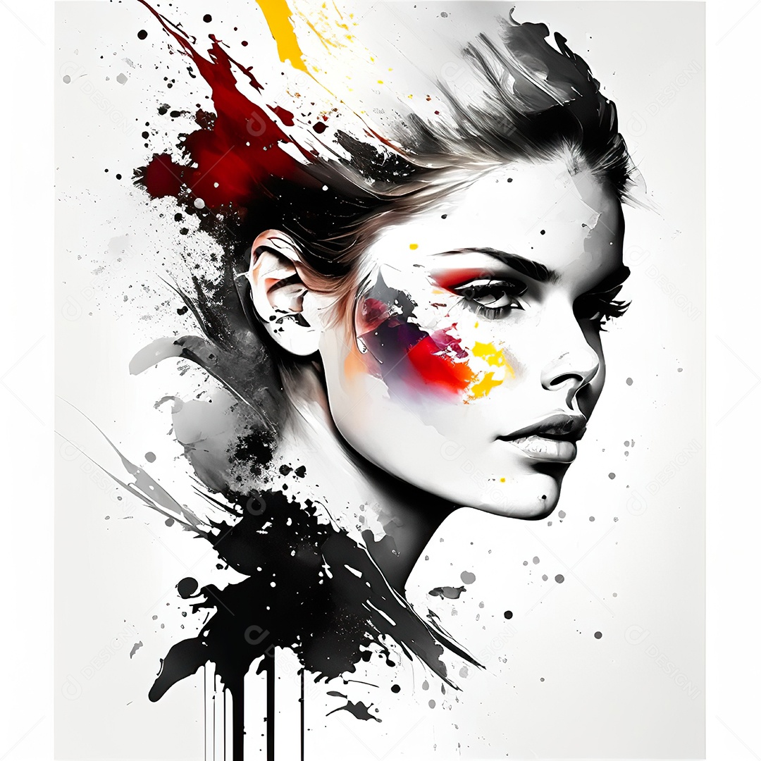 Mulher pintar retrato branco tinta splay