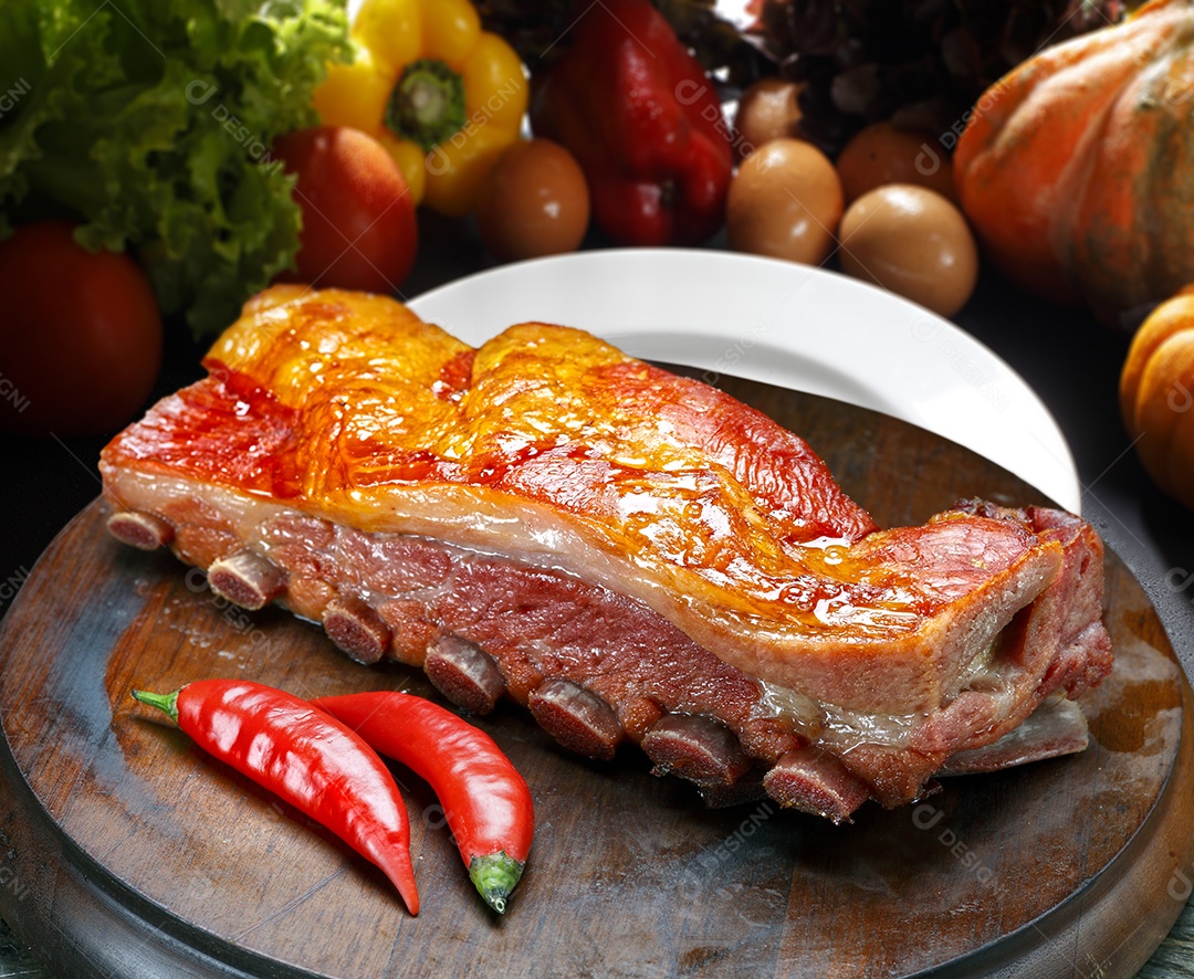 Costela de porco defumada com pimenta