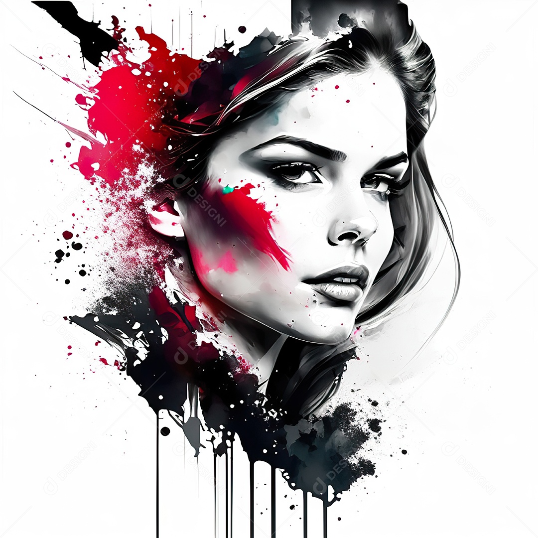 Mulher pintar retrato branco tinta splay