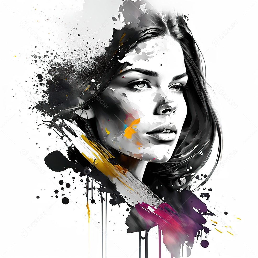 Mulher pintar retrato branco tinta splay