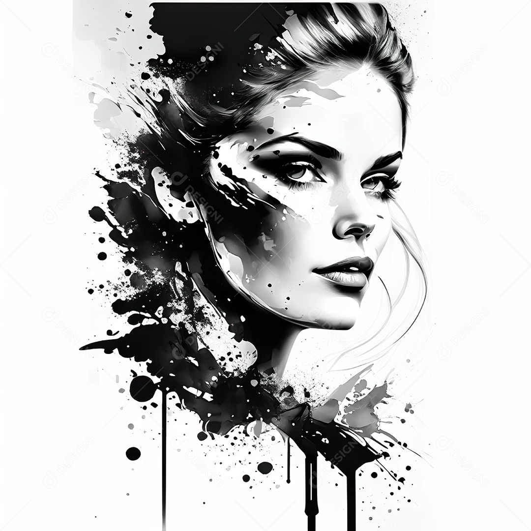 Mulher pintar retrato branco tinta splay