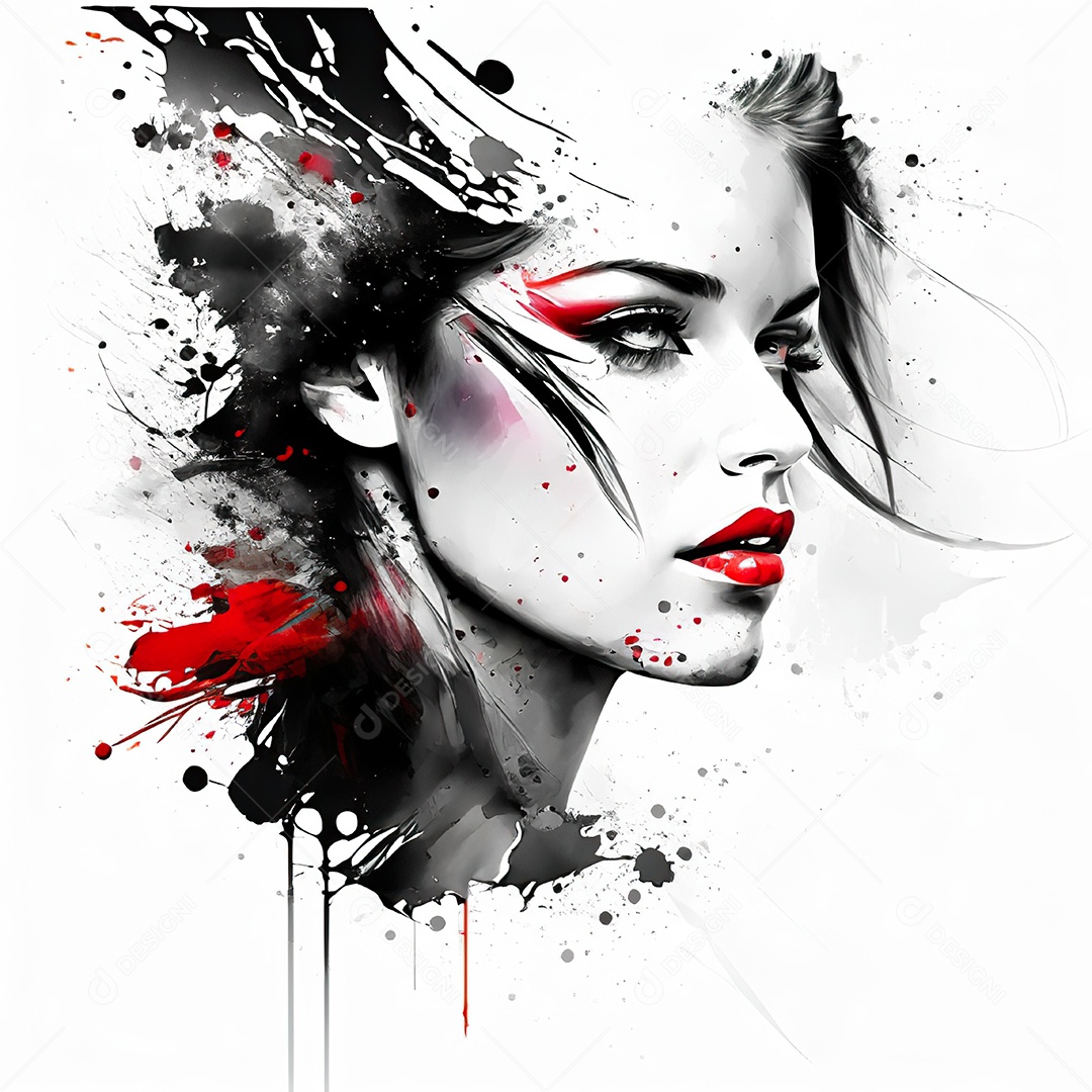 Mulher pintar retrato branco tinta splay