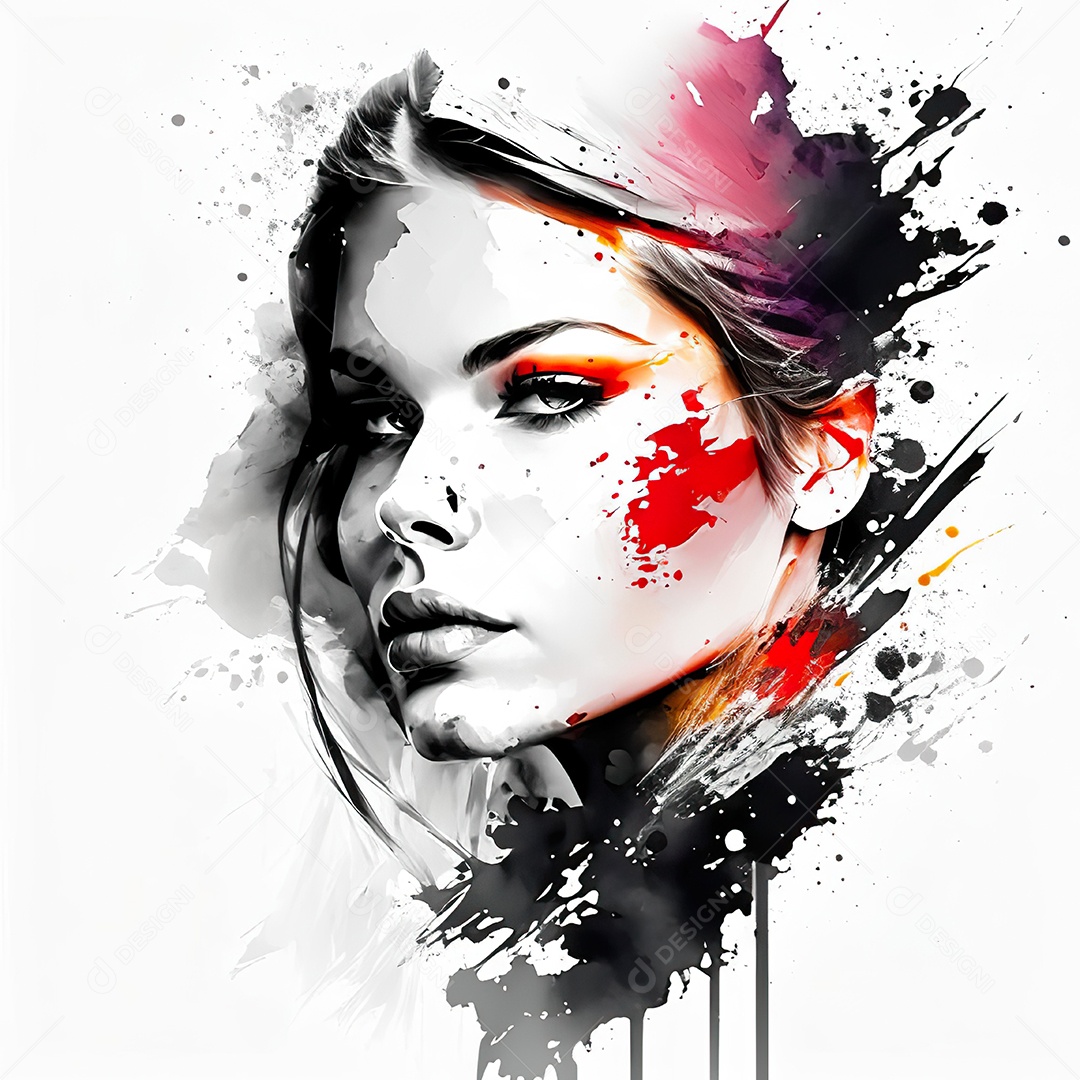 Mulher pintar retrato branco tinta splay