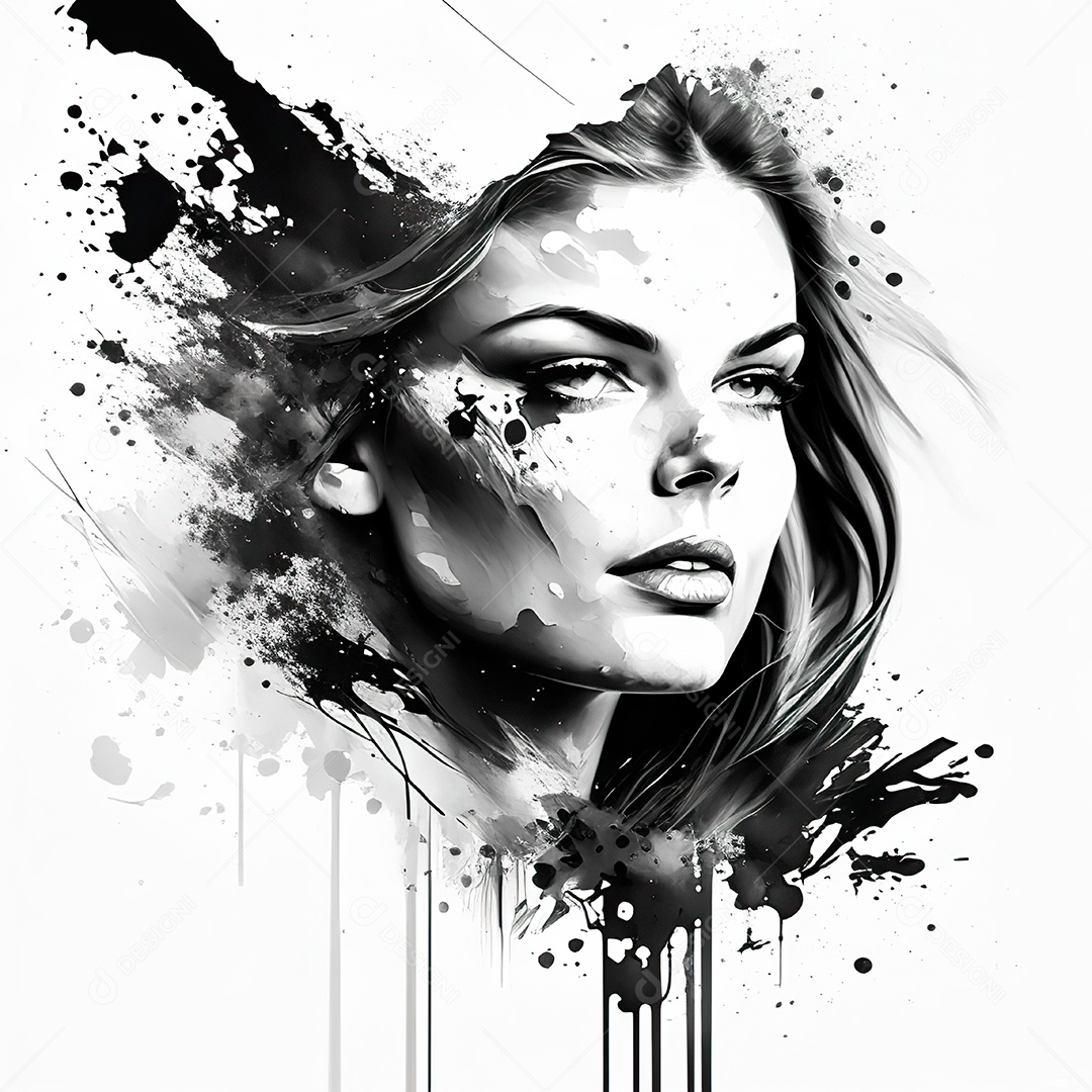 Mulher pintar retrato branco tinta splay