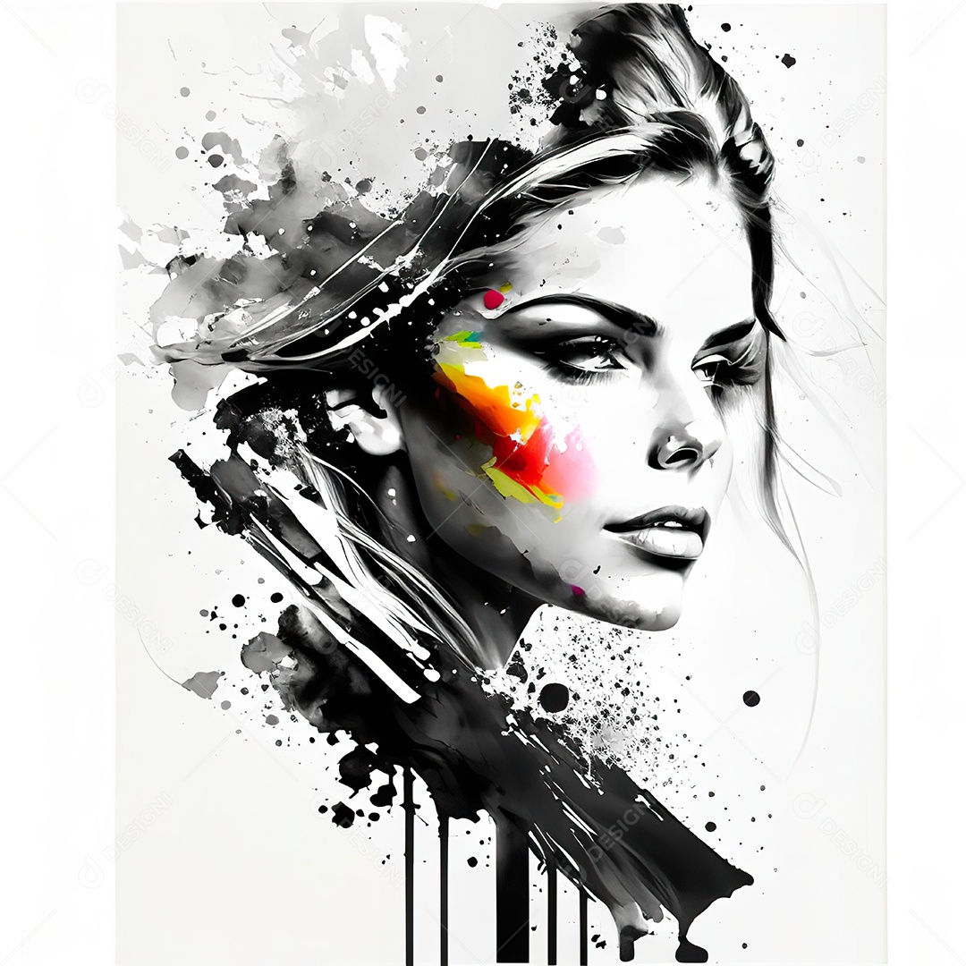 Mulher pintar retrato branco tinta splay